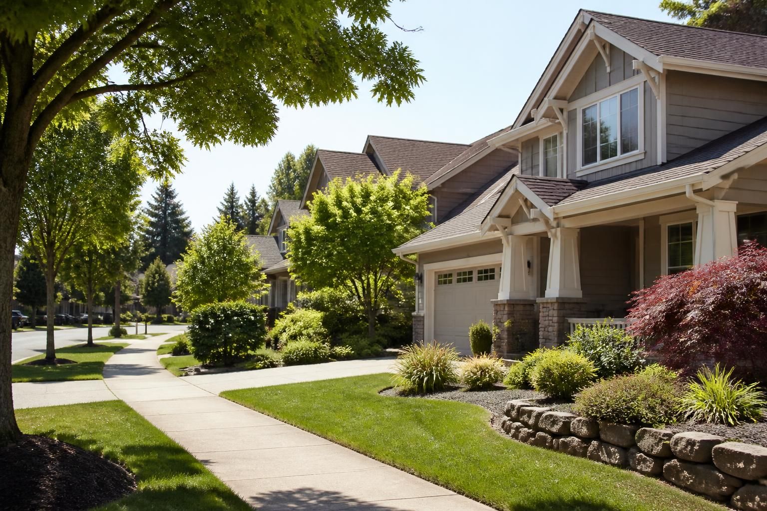 Welcoming Beaverton neighborhood with tidy homes and landscaping.